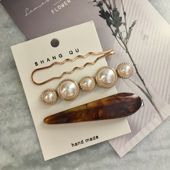 3-piece Tortoise Shell Acrylic Hair Clip Pin Set - Picture 3 of 7